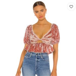 Free People Yours Truly Velvet top in Mauve